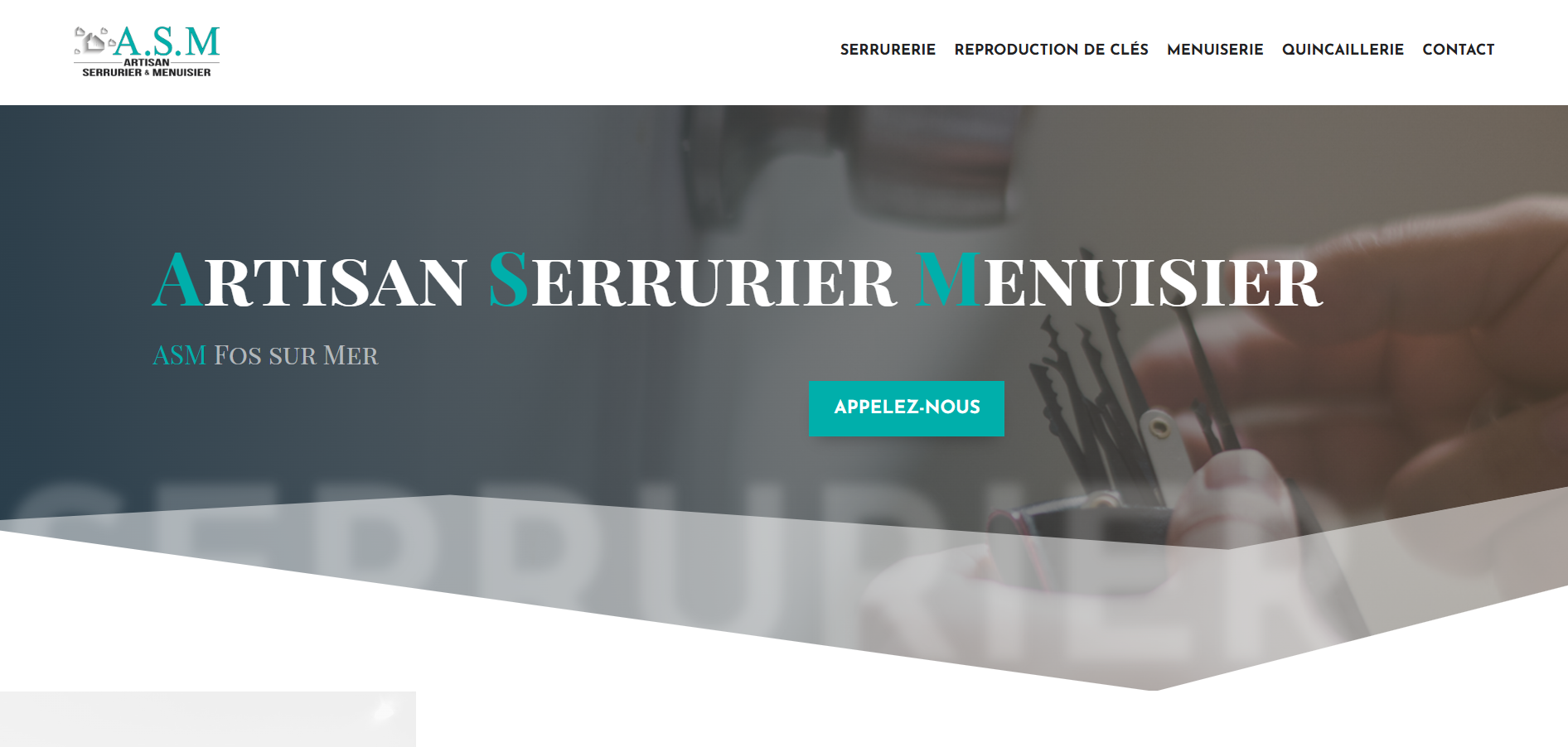 Page d'accueil du site ASM, entreprise de menuiserie et serrurerie à Fos-sur-Mer