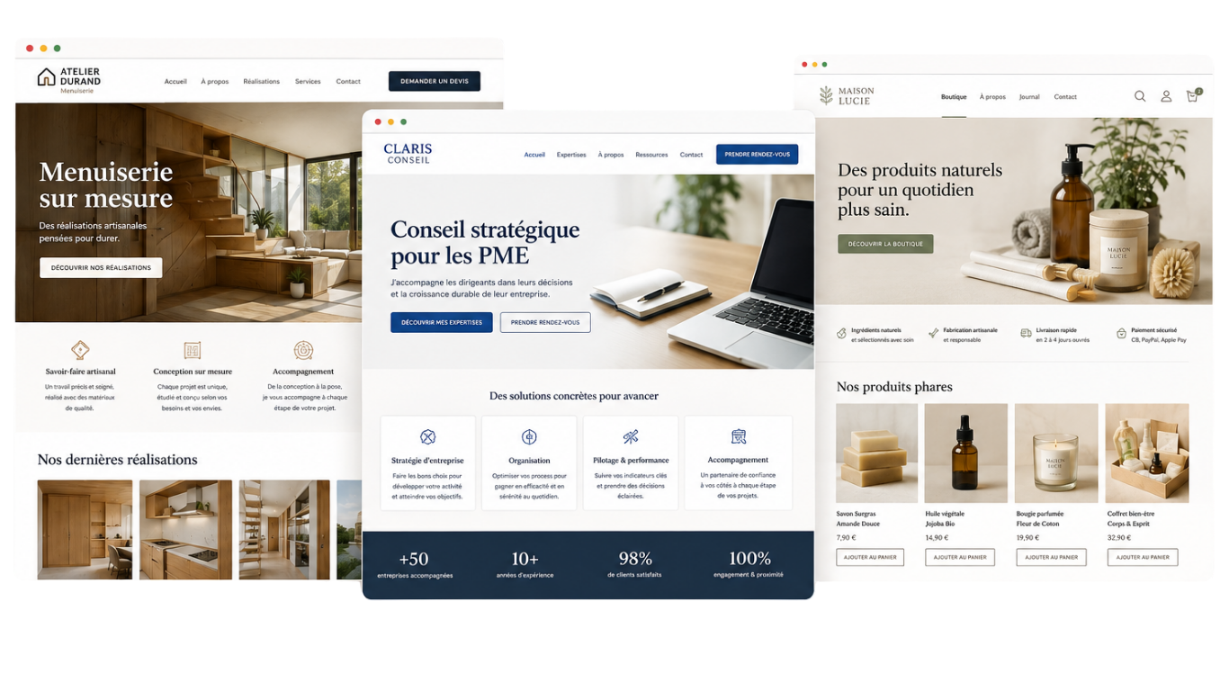 Exemples de sites WordPress : site vitrine, site de services et boutique e-commerce